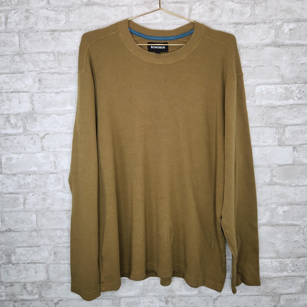 Bonobos Thermal Top Olive Green Waffle Knit Gorpcore Minimalist XL